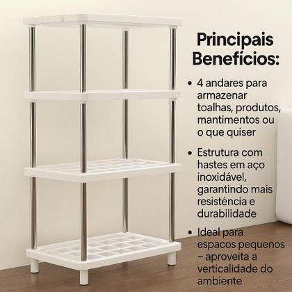 Imagem de Estante Prateleira Multiuso Organizadora Multiuso 4 Andares Banheiro Cozinha