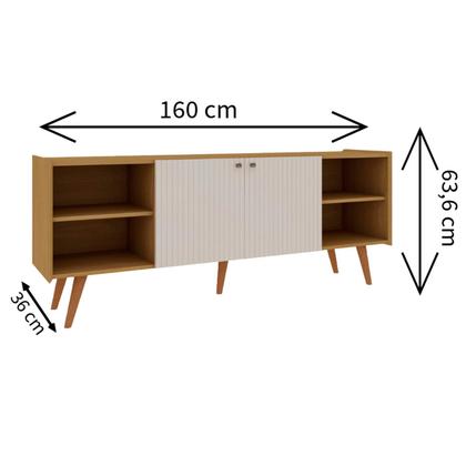 Imagem de Estante Rack p/Tv até 50 Polegadas com Pés de Madeira Maciça 100% MDF 0578 Vértice Genialflex