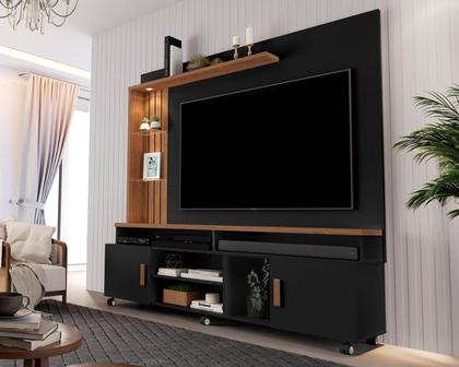 Imagem de Estante Rack para TV 65" Home Ocean c/Rodizios Preto/ Canela