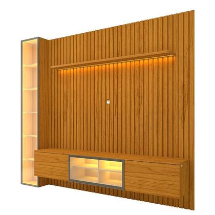 Imagem de Estante Ripado Home para Tv 84 Polegadas 5 Portas Ripada com Led 266,8cm 100% Mdf Nobre Clean/luminare