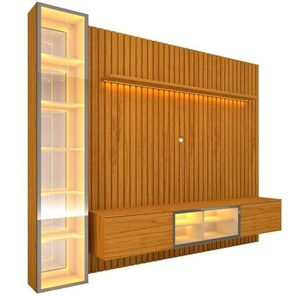 Imagem de Estante Ripado Home para Tv 84 Polegadas 5 Portas Ripada com Led 266,8cm 100% Mdf Nobre Clean/luminare