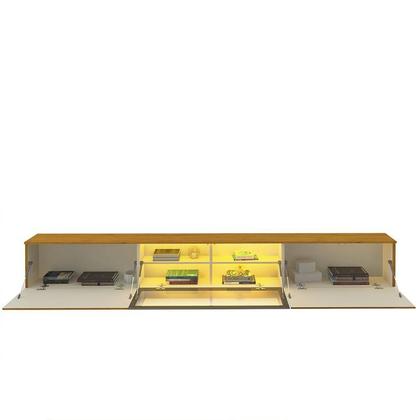 Imagem de Estante Ripado Home para Tv 84 Polegadas 5 Portas Ripada com Led 266,8cm 100% Mdf Nobre Clean/luminare