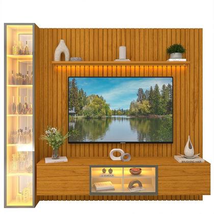 Imagem de Estante Ripado Home para Tv 84 Polegadas 5 Portas Ripada com Led 266,8cm 100% Mdf Nobre Clean/luminare