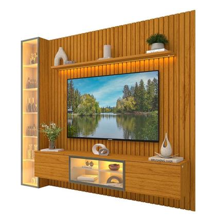 Imagem de Estante Ripado Home para Tv 84 Polegadas 5 Portas Ripada com Led 266,8cm 100% Mdf Nobre Clean/luminare