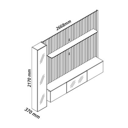 Imagem de Estante Ripado Home para Tv 84 Polegadas 5 Portas Ripada com Led 266,8cm 100% Mdf Nobre Clean/luminare