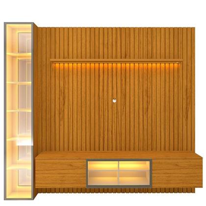 Imagem de Estante Ripado Home para Tv 84 Polegadas 5 Portas Ripada com Led 266,8cm 100% Mdf Nobre Clean/luminare