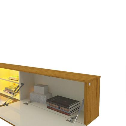 Imagem de Estante Ripado Home para Tv 84 Polegadas com Led Ripada 5 Portas 304,8cm 100% Mdf Nobre Clean/luminare