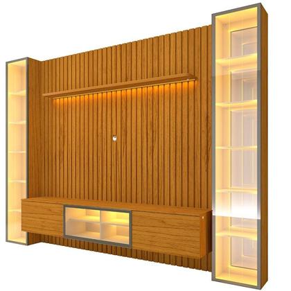 Imagem de Estante Ripado Home para Tv 84 Polegadas com Led Ripada 5 Portas 304,8cm 100% Mdf Nobre Clean/luminare