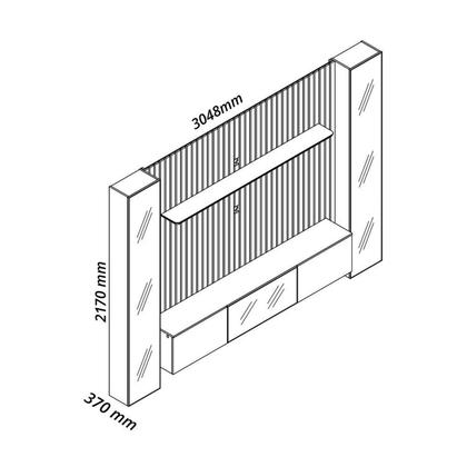 Imagem de Estante Ripado Home para Tv 84 Polegadas com Led Ripada 5 Portas 304,8cm 100% Mdf Nobre Clean/luminare