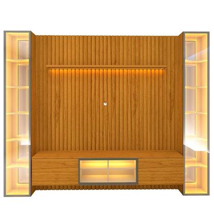 Imagem de Estante Ripado Home para Tv 84 Polegadas com Led Ripada 5 Portas 304,8cm 100% Mdf Nobre Clean/luminare