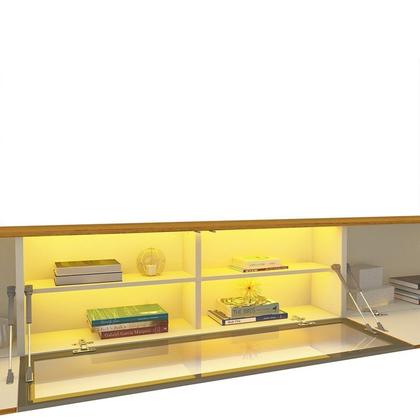 Imagem de Estante Ripado Home para Tv 84 Polegadas com Led Ripada 5 Portas 304,8cm 100% Mdf Nobre Clean/luminare