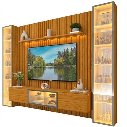 Imagem de Estante Ripado Home para Tv 84 Polegadas com Led Ripada 5 Portas 304,8cm 100% Mdf Nobre Clean/luminare