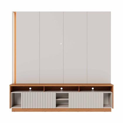 Imagem de Estante Ripado Home Theater para Tv até 75 Polegadas 198,2cmx200cm com Led 2 Portas Jordão