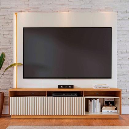 Imagem de Estante Ripado Home Theater para Tv até 75 Polegadas 198,2cmx200cm com Led 2 Portas Jordão