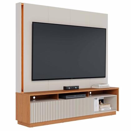 Imagem de Estante Ripado Home Theater para Tv até 75 Polegadas 198,2cmx200cm com Led 2 Portas Jordão