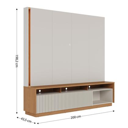 Imagem de Estante Ripado Home Theater para Tv até 75 Polegadas 198,2cmx200cm com Led 2 Portas Jordão