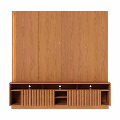 Imagem de Estante Ripado Home Theater para Tv até 75 Polegadas com Led 2 Portas Jordão