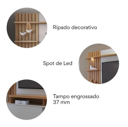 Imagem de Estante Ripado Home Theater para TVs até 65 Polegadas com LED 1 Porta 4 Nichos Maceió Colibri Móveis