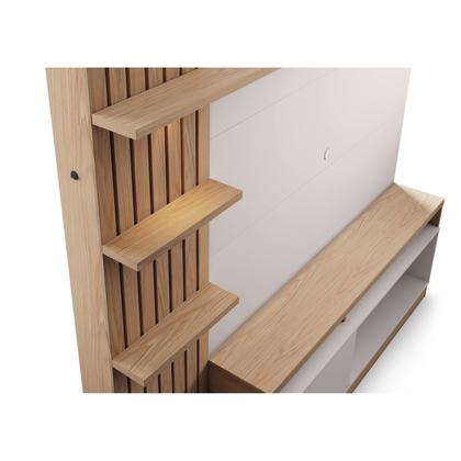 Imagem de Estante Ripado Home Theater para TVs até 65 Polegadas com LED 1 Porta 4 Nichos Maceió Colibri Móveis