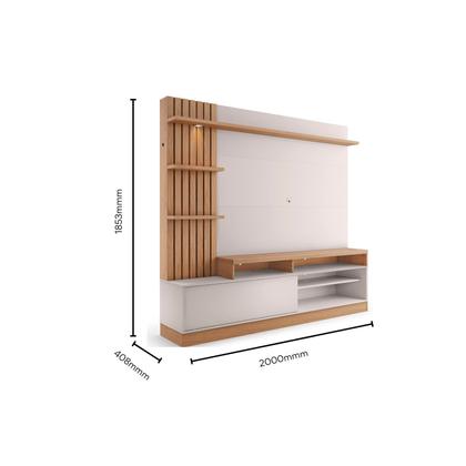 Imagem de Estante Ripado Home Theater para TVs até 65 Polegadas com LED 1 Porta 4 Nichos Maceió Colibri Móveis