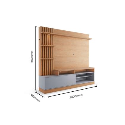 Imagem de Estante Ripado Home Theater para TVs até 65 Polegadas com LED 1 Porta 4 Nichos Maceió Colibri Móveis