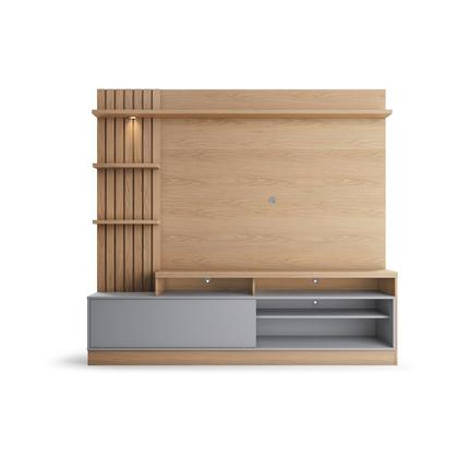 Imagem de Estante Ripado Home Theater para TVs até 65 Polegadas com LED 1 Porta 4 Nichos Maceió Colibri Móveis