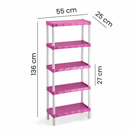 Imagem de Estante Rosa Plástico 5 Prateleiras Agraplast Cod. 915