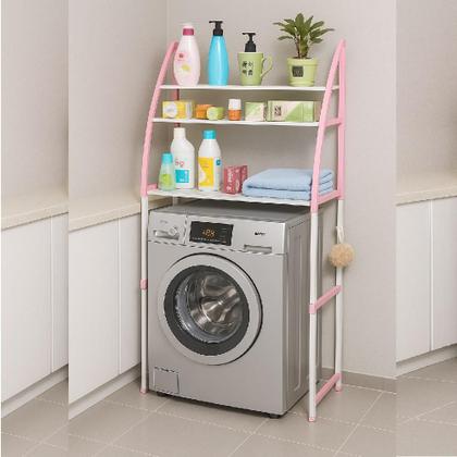 Imagem de Estante rosa portatil 3 prateleiras multiuso lavanderia banheiro cozinha organizadora rack