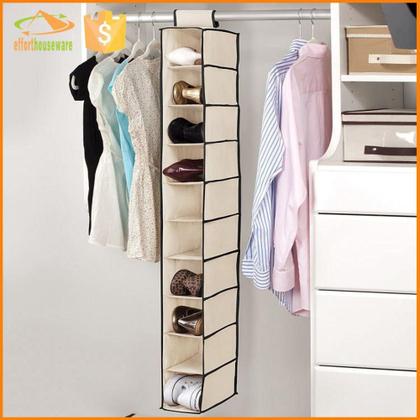 Imagem de Estante Sapateira Vertical 10 Divisorias Organizador Cabideiro Armario Prateleiras Closet