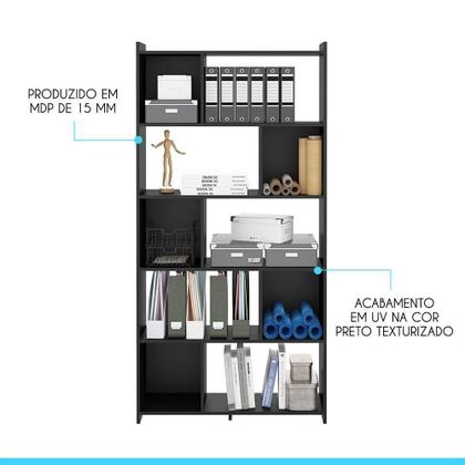 Imagem de Estante Separador De Ambiente 91x183cm Mdp Preto Menu Móveis Preto
