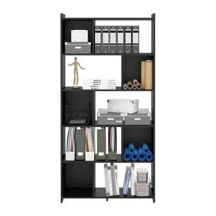 Imagem de Estante Separador De Ambiente 91x183cm Mdp Preto Menu Móveis Preto