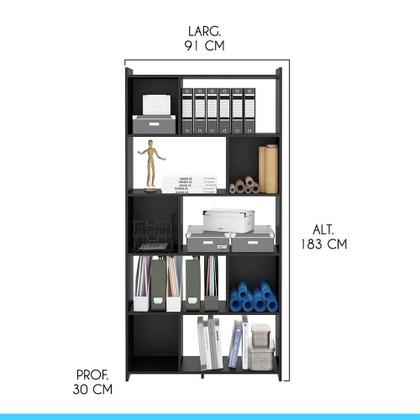 Imagem de Estante Separador De Ambiente 91x183cm Mdp Preto Menu Móveis Preto