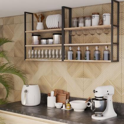 Imagem de Estante Suspensa Industrial 80cmcm Preta Para Banheiro