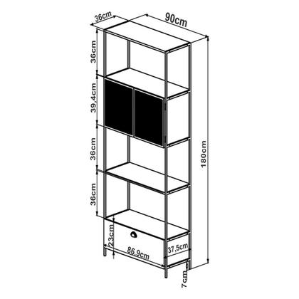 Imagem de Estante York 180cm 2 Portas Estrutura Preto Fosco - Hanover
