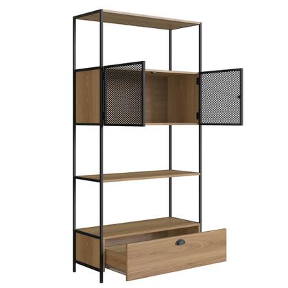 Imagem de Estante York 180cm 2 Portas Estrutura Preto Fosco - Hanover