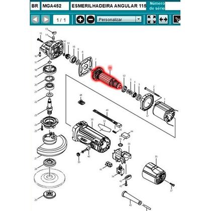 Imagem de Estator para Esmerilhadeira MGA452 em 110V 599352-9 MAKITA