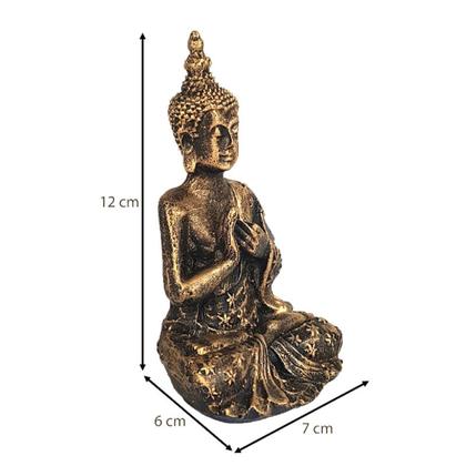 Imagem de Estatua Buda Hindu Tibetano Orando resina Ouro Velho 12cm