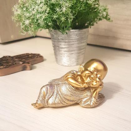 Imagem de Estátua Buda Mudinho Deitado Estatueta Buda 9cm Brilhante