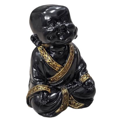 Imagem de Estátua Buda Sorridente Enfeite Monge Chinês Dourado Bronze