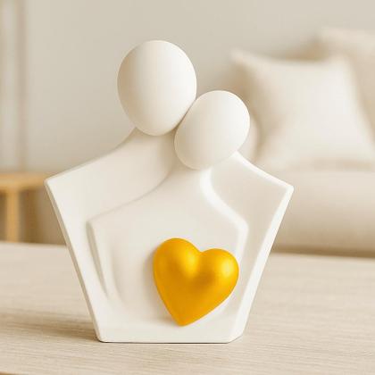 Imagem de Estatua Casal namorados pequeno branco c/ dourado 3D - 12 cm