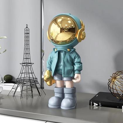 Imagem de Estátua de Astronauta Dourada em Resina - Decoração de Casa Estilo Nórdico