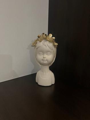 Imagem de Estátua Decorativo Busto Menina Tiara Floral 22,5cm Resina