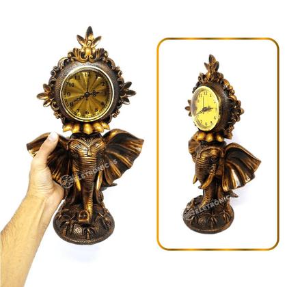 Imagem de Estátua Elefante Indiano Em Resina Com Relógio Ideal Para Presentear Z011