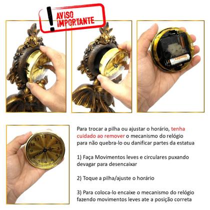 Imagem de Estátua Elefante Indiano Em Resina Com Relógio Ideal Para Presentear Z011