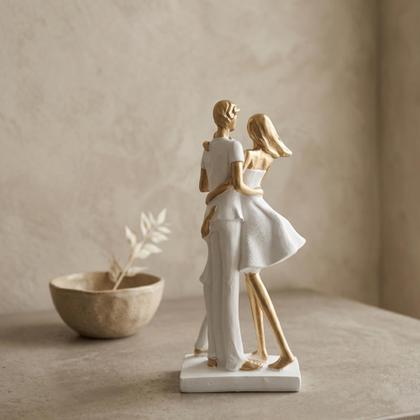 Imagem de Estátua Família Casal com 2 Filhos Meninos 26cm Escultura Para Sala E Aparador - Várias Variedades