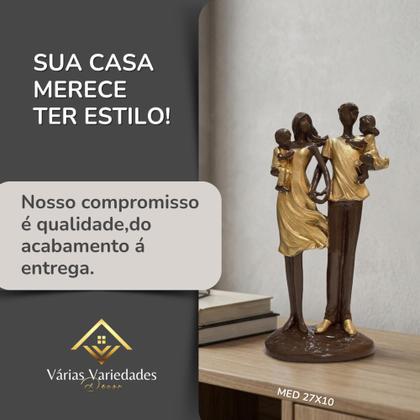 Imagem de Estátua Família Gêmeos Marrom e Dourada 27cm Presente Criativo Decoração Sala VÁRIAS VARIEDADES