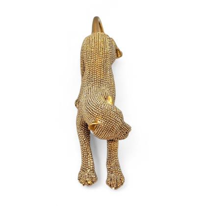 Imagem de Estátua Leopardo Dourado Esticado Brilhante Detalhado 23 cm