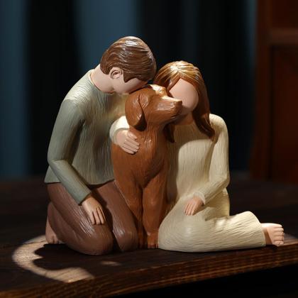 Imagem de Estátuas memoriais do casal Hensonever com estatuetas de cães