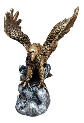 Imagem de Estatueta Aguia Pequena Asa Aberta Dourada Pedra Prata