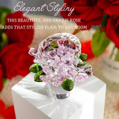Imagem de Estatueta de cesta de flores de cristal H&D HYALINE e DORA Pink